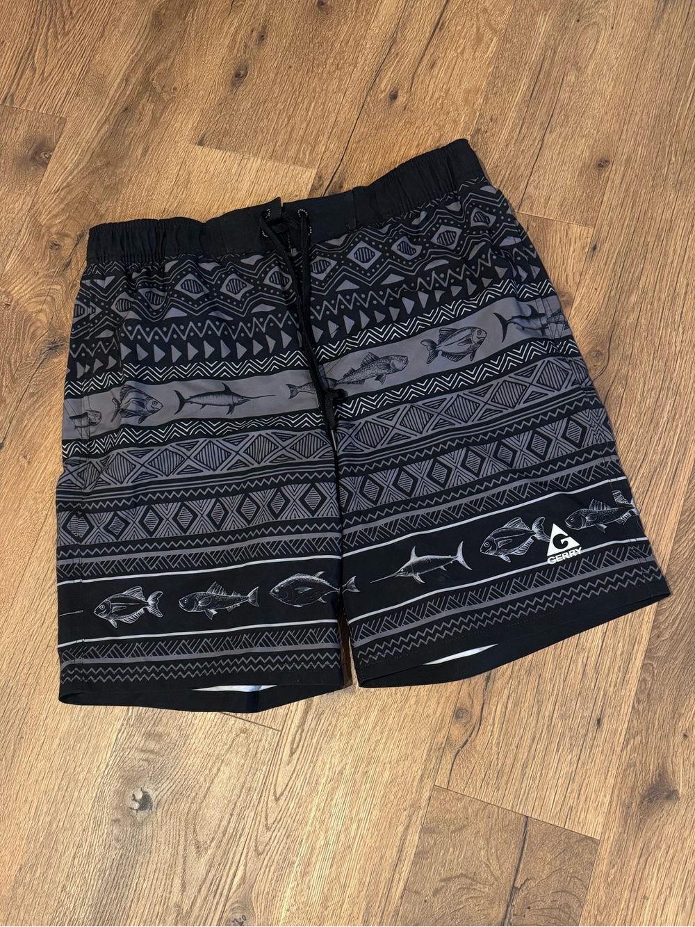 Gerry Weber Black & Gray Men's Swim Trunks with Fish Pattern
